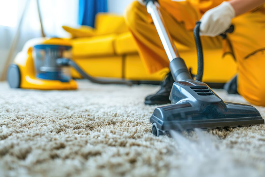 Vacuuming carpeting cleaning vacuuming home interior. Home cleaning appliance.